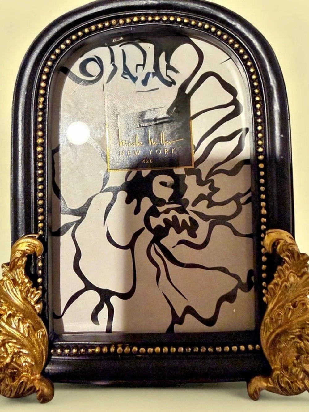 Nicole Miller New York Ornate Framed Floral Decor in Black & Gold